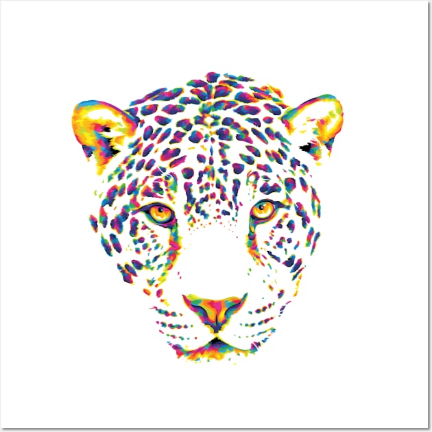 Rainbow Snow Leopard Wall Art by polliadesign